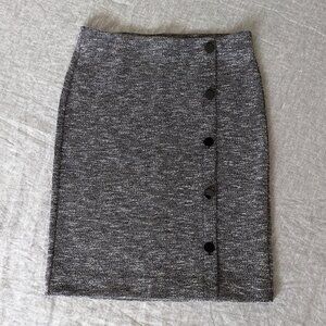LOFT Stretchy Pencil Skirt with Buttons in Heather Gray Size S
